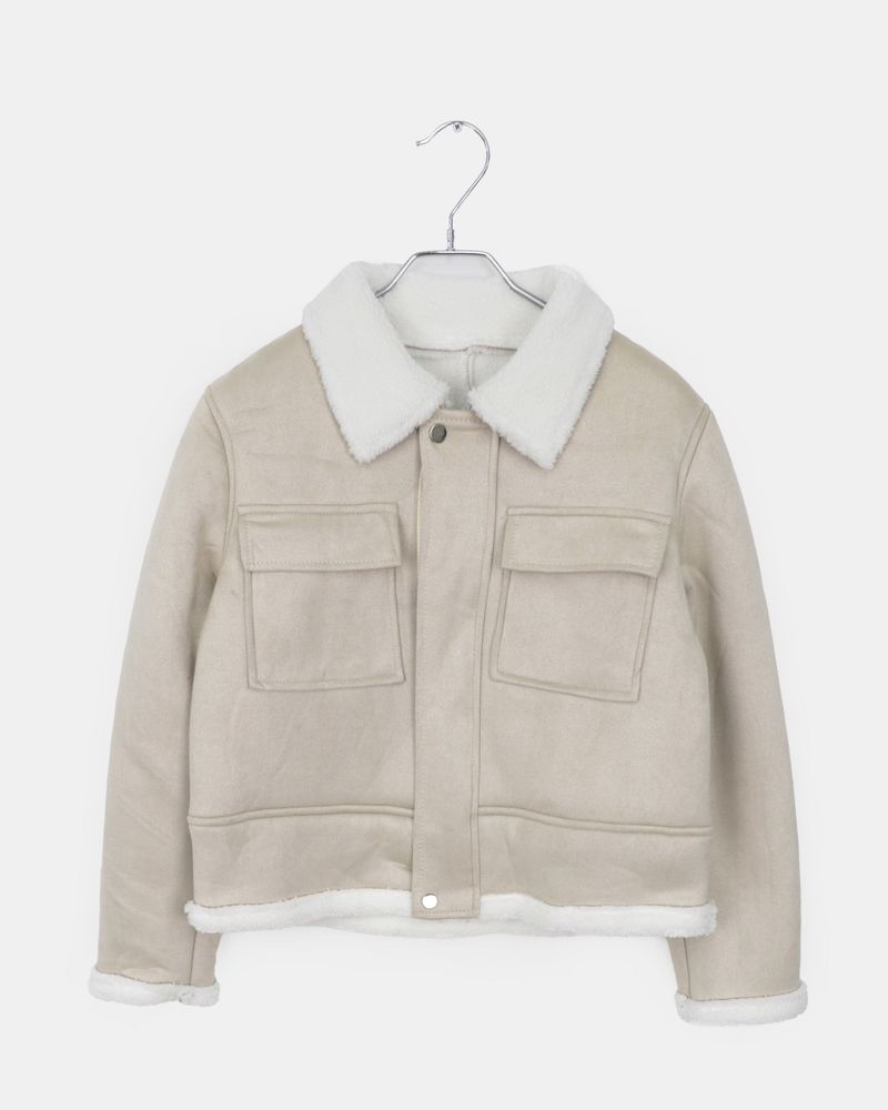 Reni Cropped Shearling Big Pocket Mustang Jacket