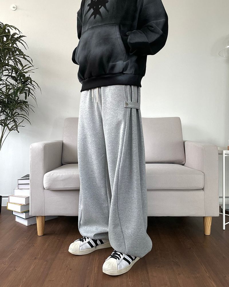 Side Snap Wide Sweatpants