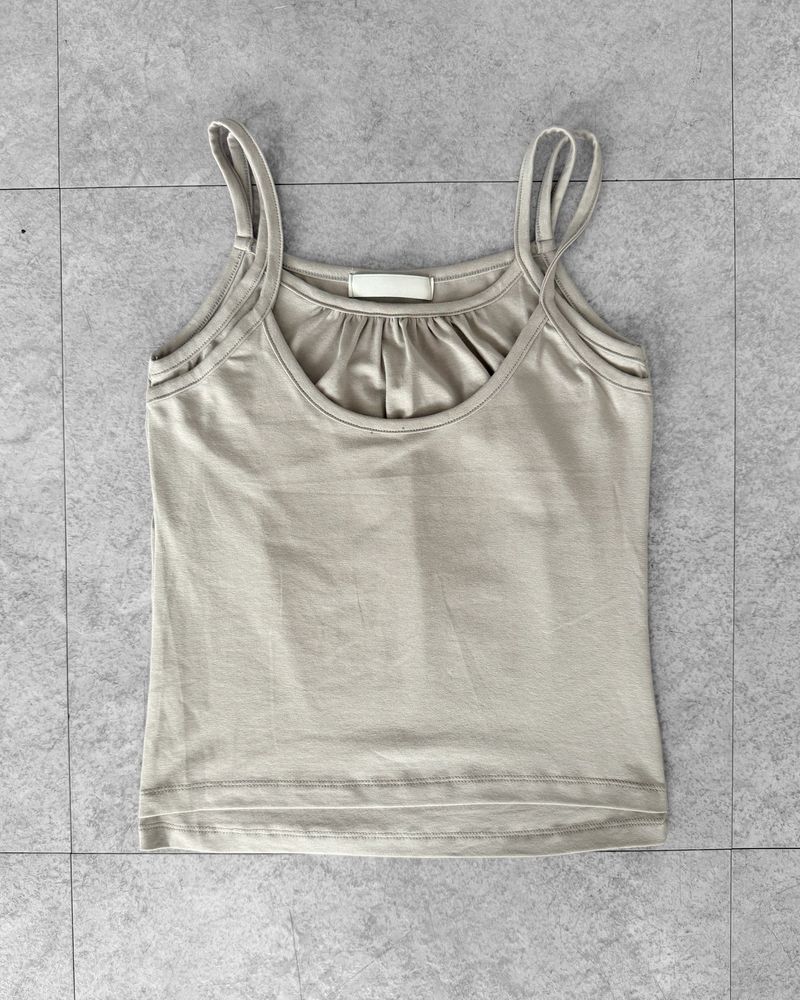 DUAL SHIRRING LAYERED CAMI