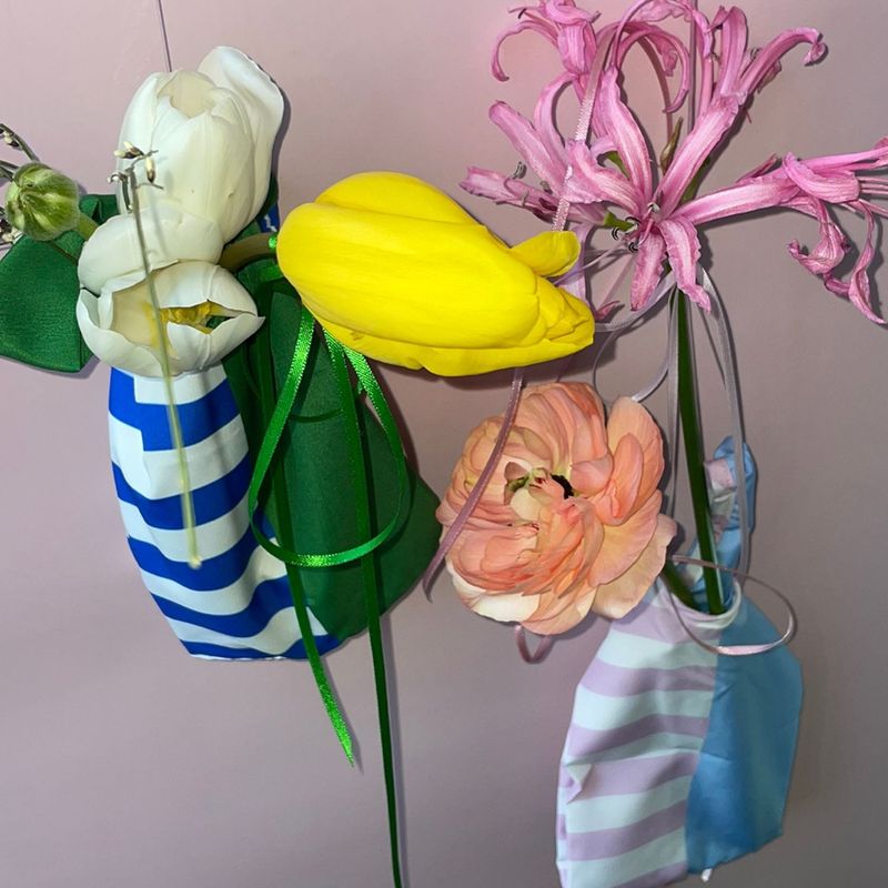 striped flower bag