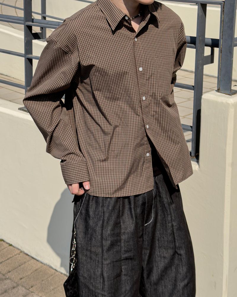 Neric Mini Check Cropped Shirt