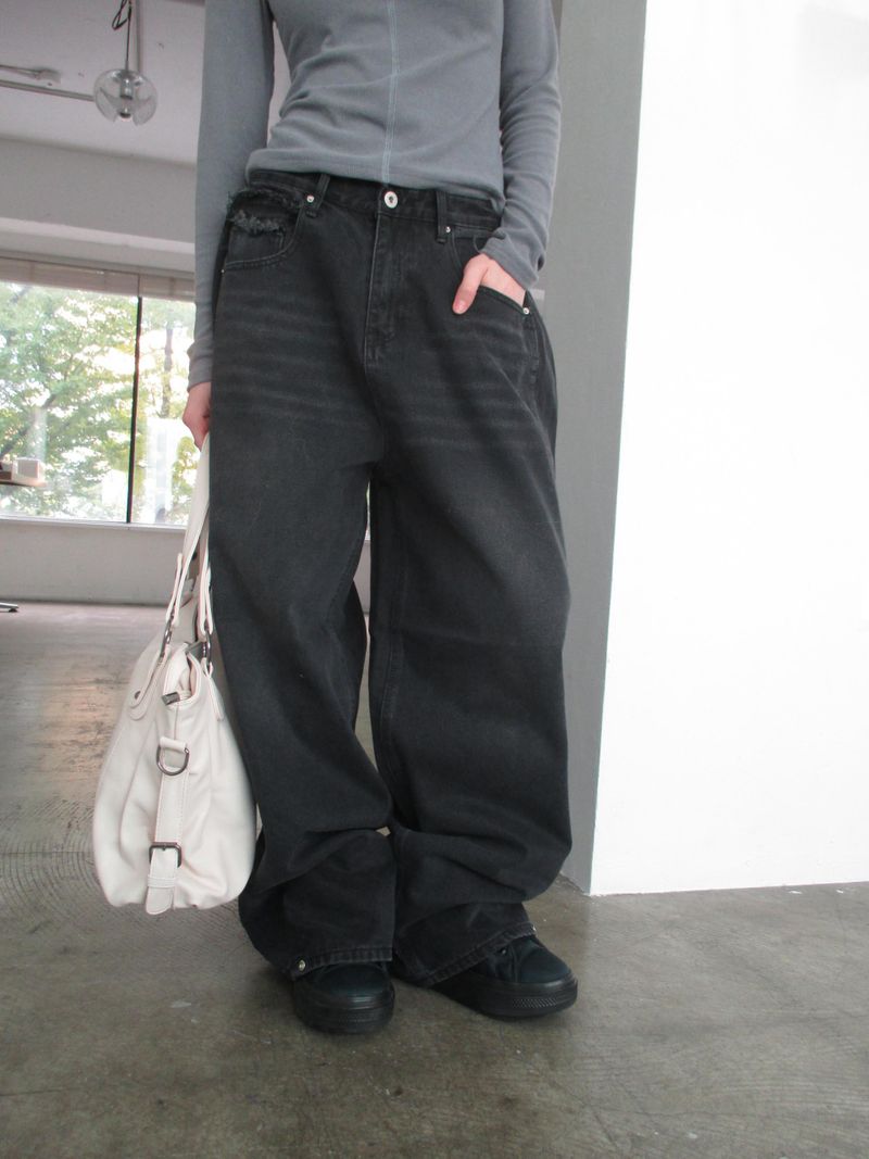 ブラック スタッド パンツ