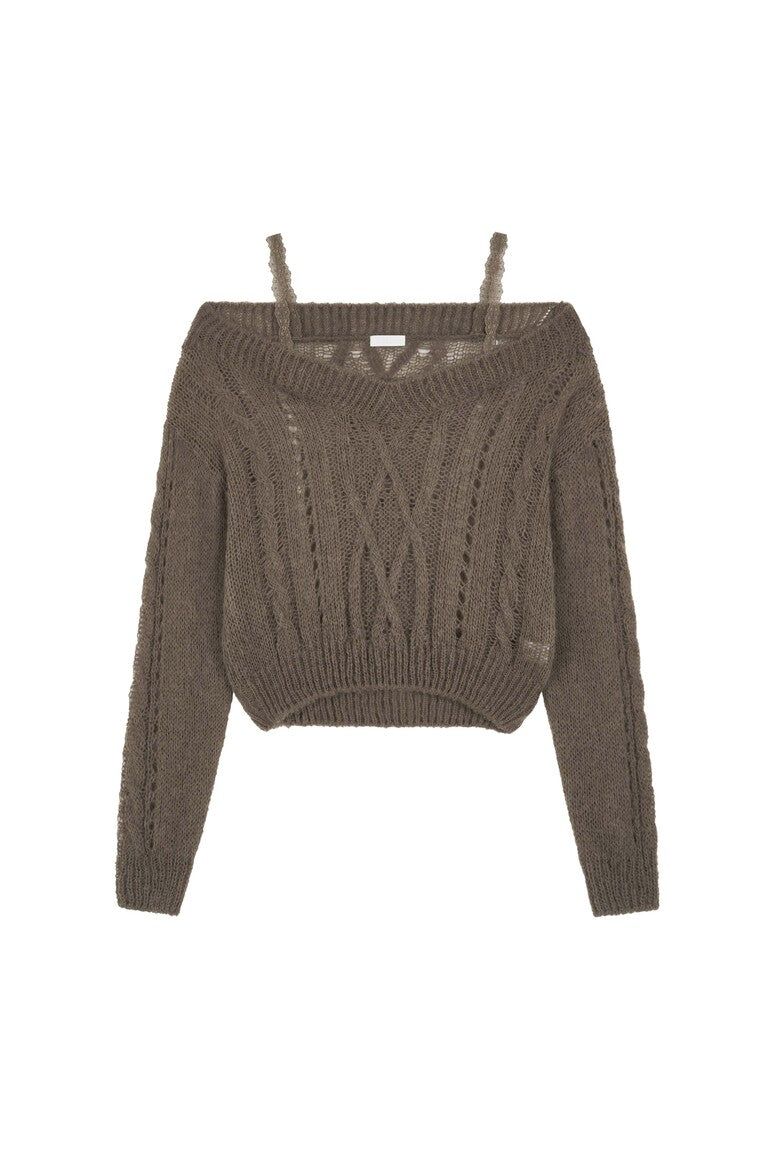 Kleesier（クリーシーア）の「Rose milk lace knit, Cocoa（Tops）」