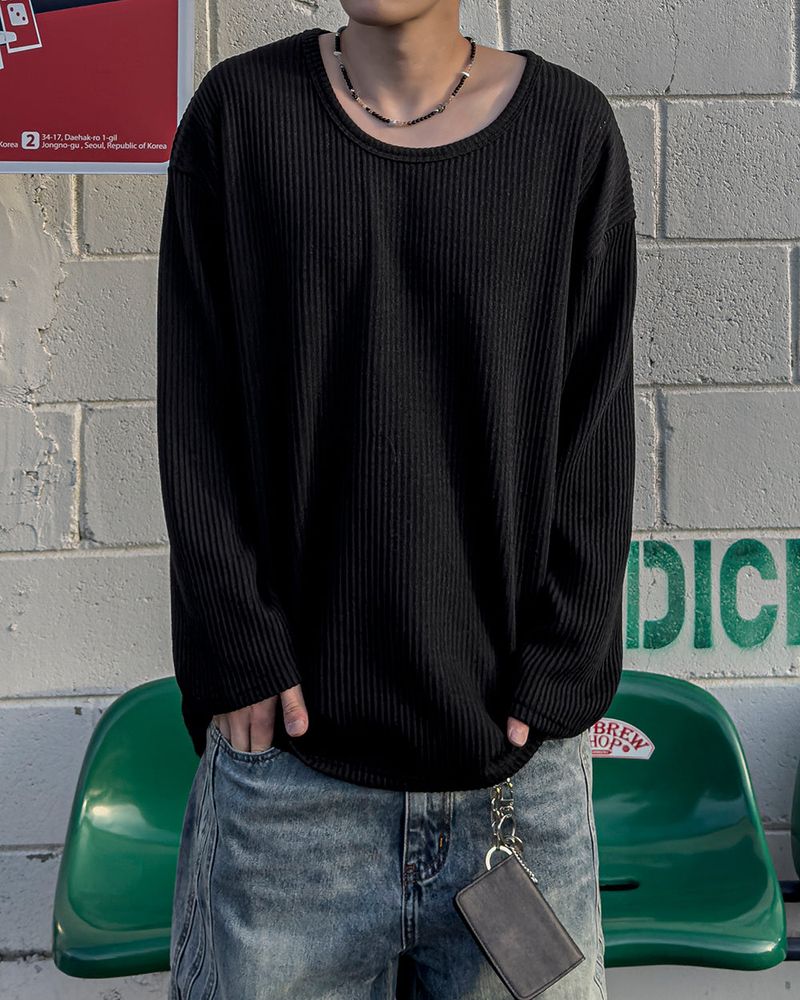 Hug Oversized Ribbed U-Neck Knit