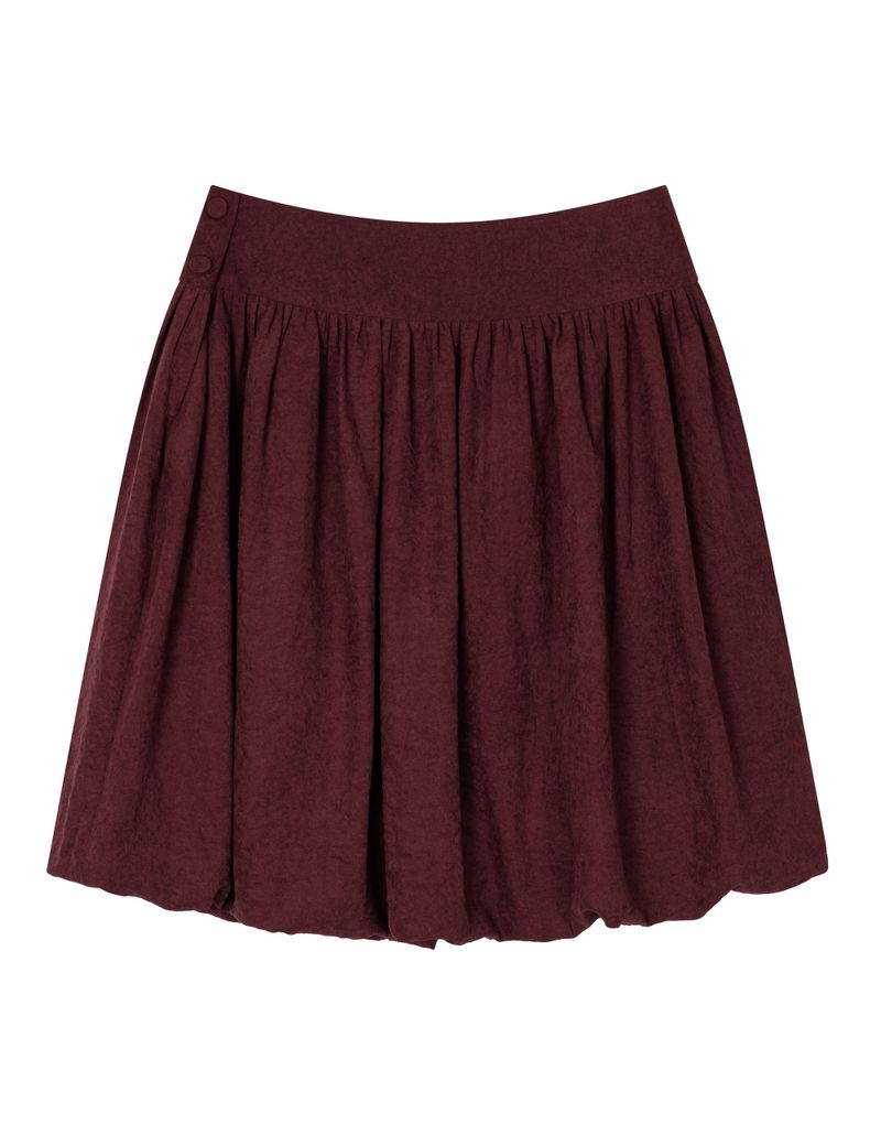 BUTTON PUMPKIN MIDI SKIRT(BURGUNDY)