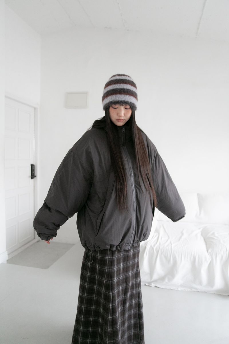 fluffy stripe color beanie(4colors)