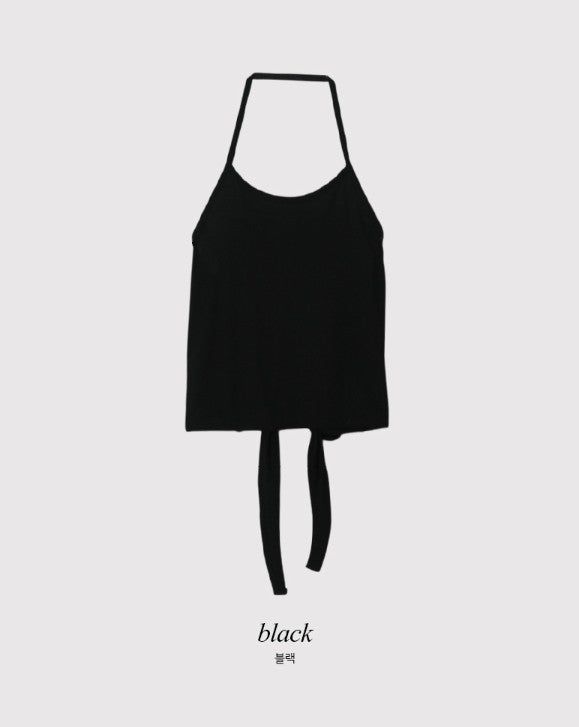 Halter Neck Ribbon Layered Sleeveless (3color)