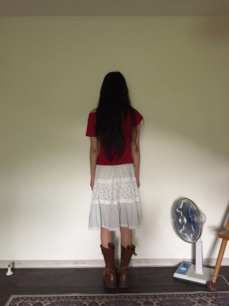 YWD COLOR-BLOCK FLORAL SKIRT (2color)