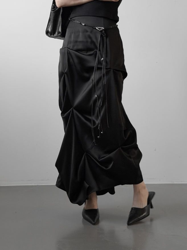 Glopin Drape Satin Skirt