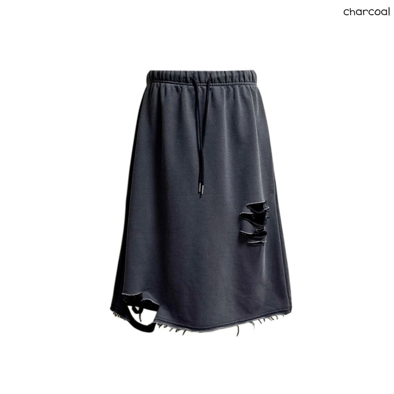 (3color) Damaged Jersey Skirt