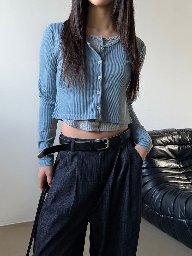 MUZESEOUL(ミューズソウル)の「Two tone layered cardigan(4color)(Tops)」