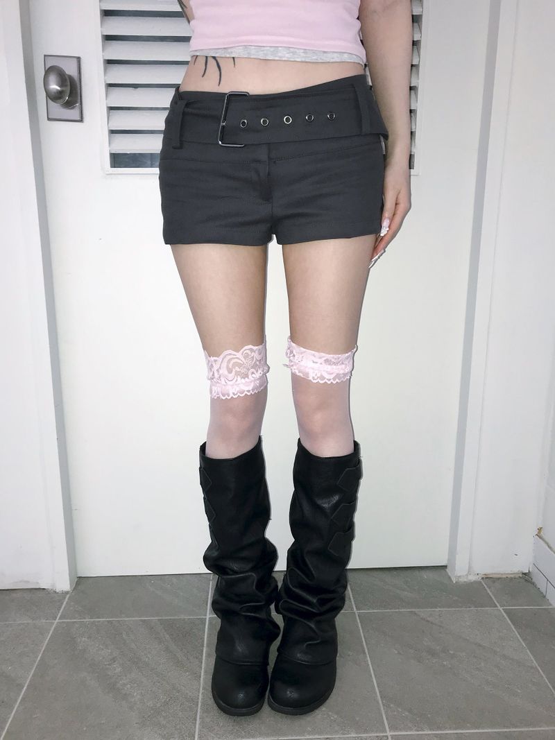 micro belt cotton shorts(2 color)