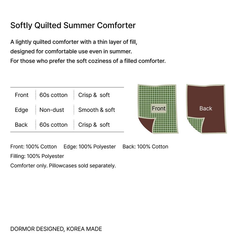 Borderline Pattern Reversible Summer Comforter - Green Double Check - SS size