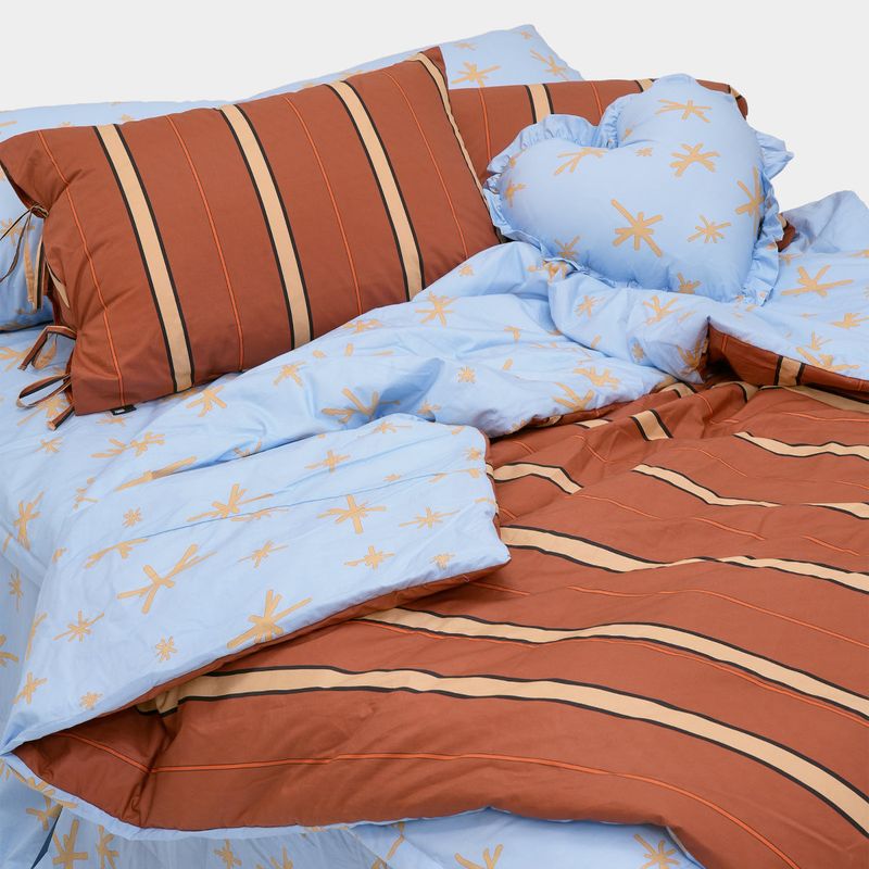 Starry brown Stripe Duvet Cover - K size