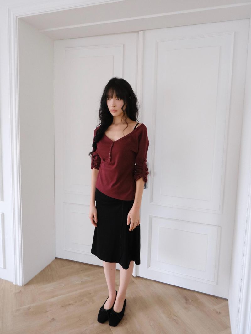 suede ribbon flat shoes