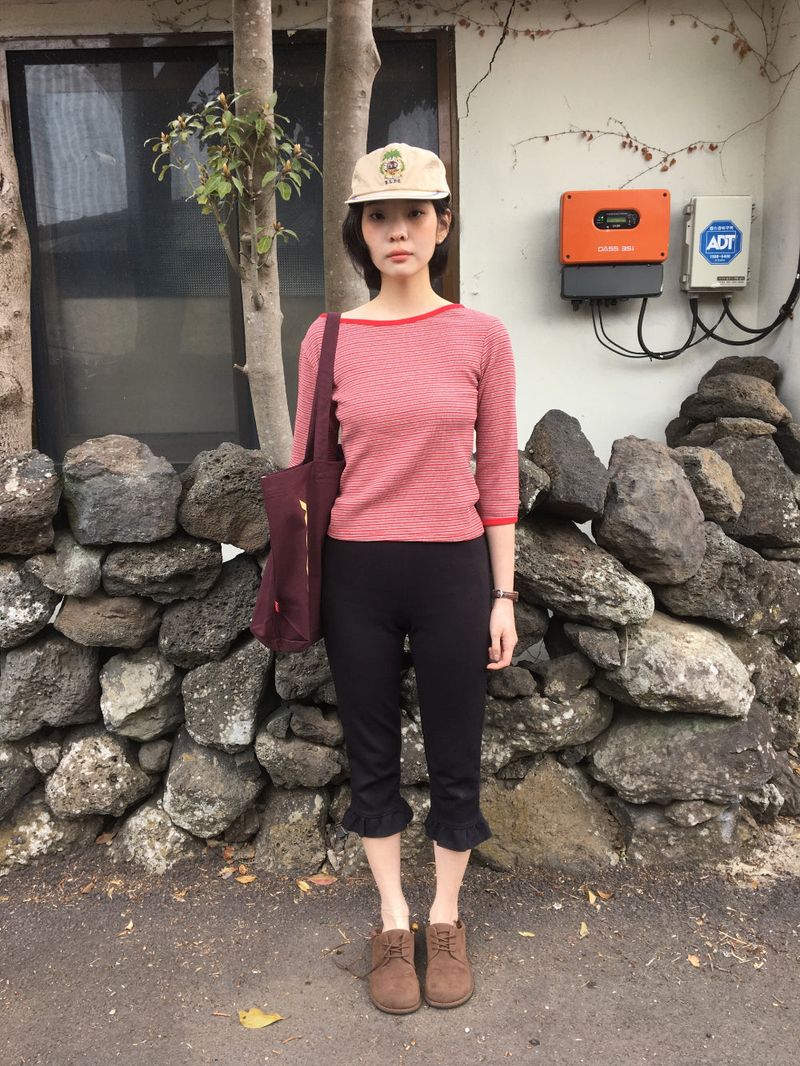 DUGGY（ダギー）の「Rue Striped 3/4 Sleeve T-shirt (2color)（Tops）」