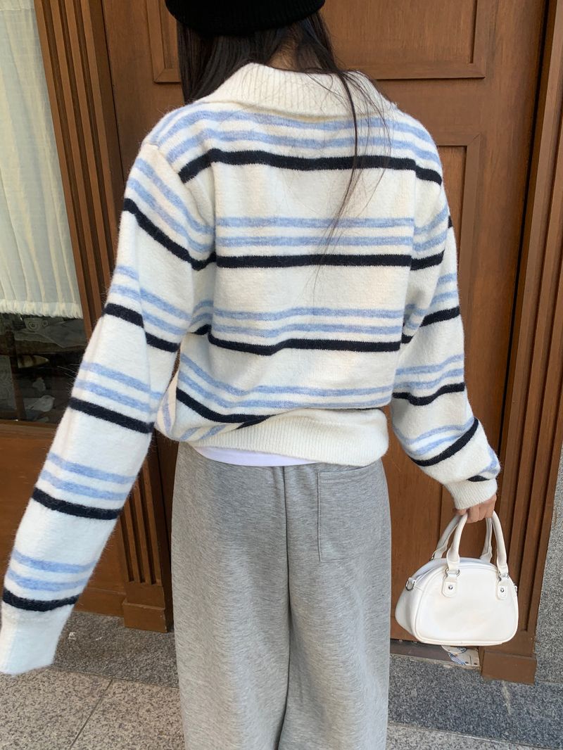Candy Parade Collar Stripe Knit