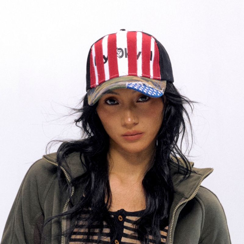 NyDkyel™ Vintage red striped camo patchwork baseball cap