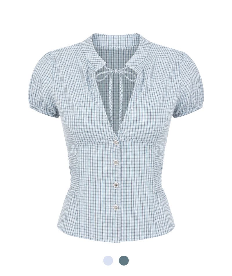 Cozy&Kitsch（コージーアンドキッチ）の「Evia Check Ribbon Blouse（Tops）」