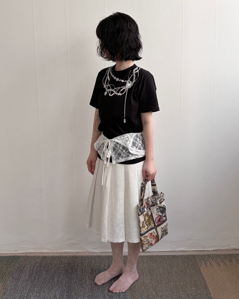 Dewy Flower Pleats Skirt