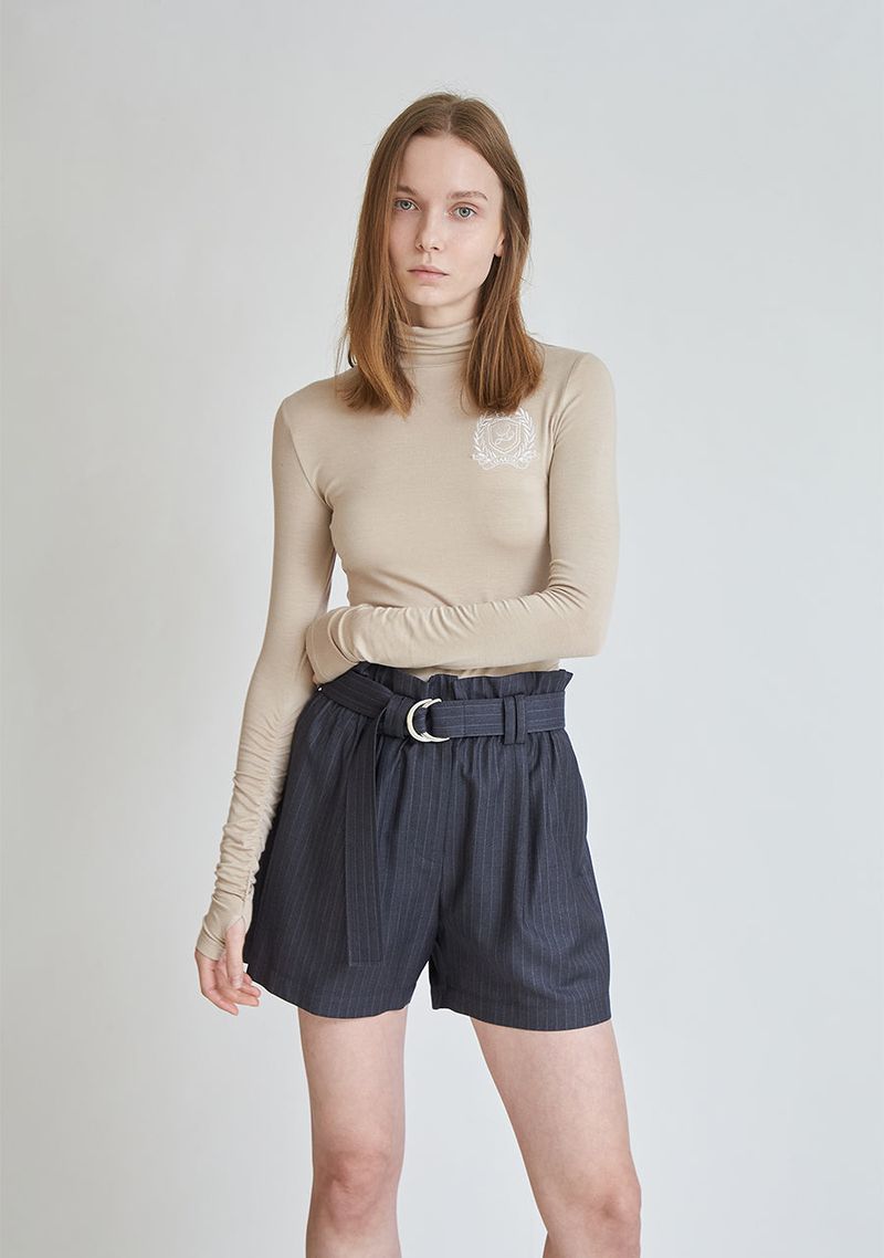 HIGH WAIST BELT BANDING HALF PANTS