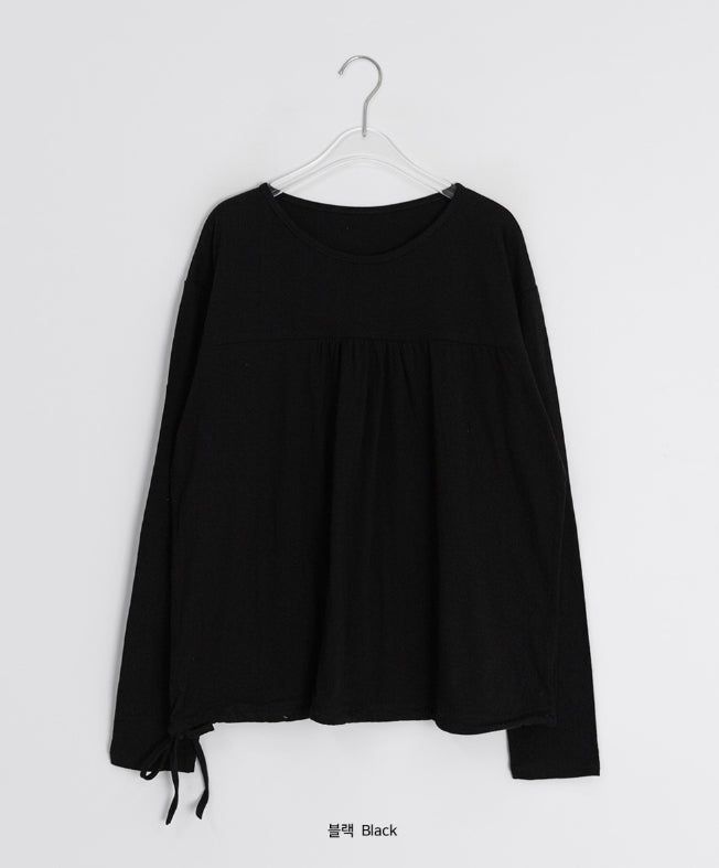 Raneehi Shirring Ribbon Long Sleeve Tee
