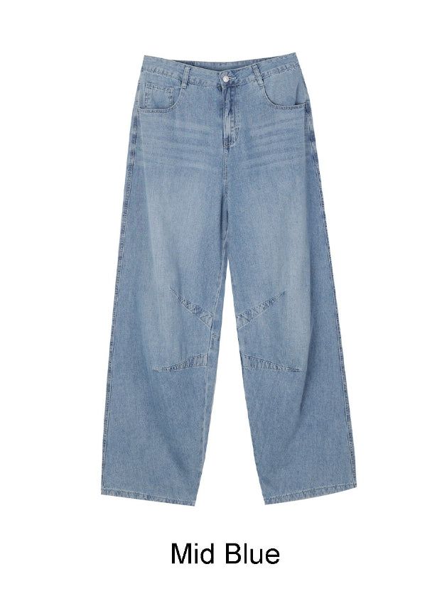 Medin Curved Linen Denim Pants