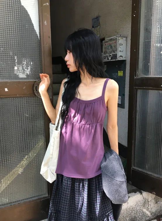 Elan Shirring Layered Strap Sleeveless