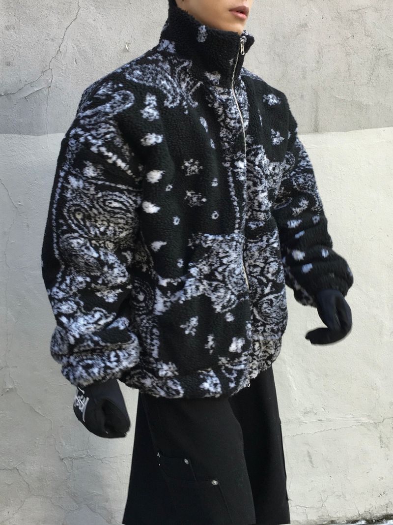 Paisley Quilted Over Fleece Zip-Up 2C