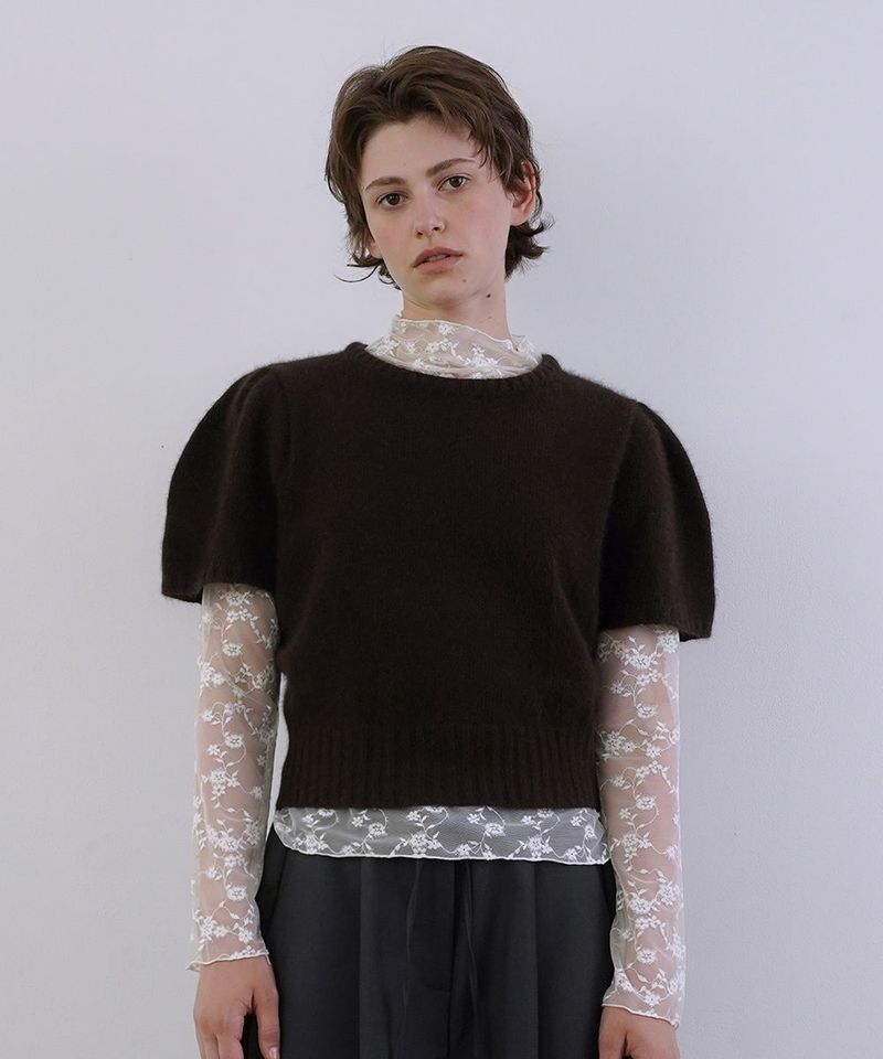WITHOUTSUMMER（ウィズアウトサマー）の「Puff raccoon half knit_brown（Tops）」