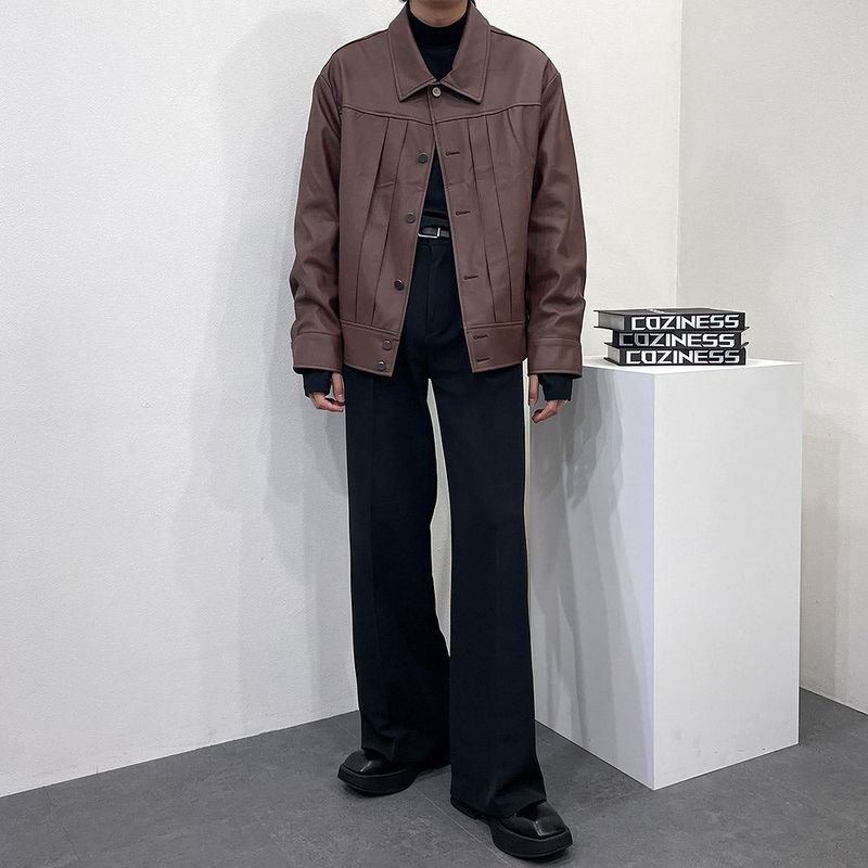 EV leather pin tuck jacket (3 colors)