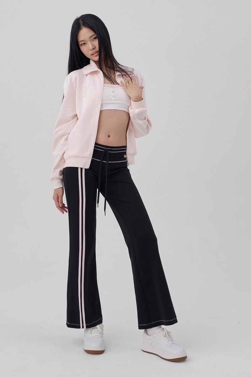 Bella pink line track pants, Black