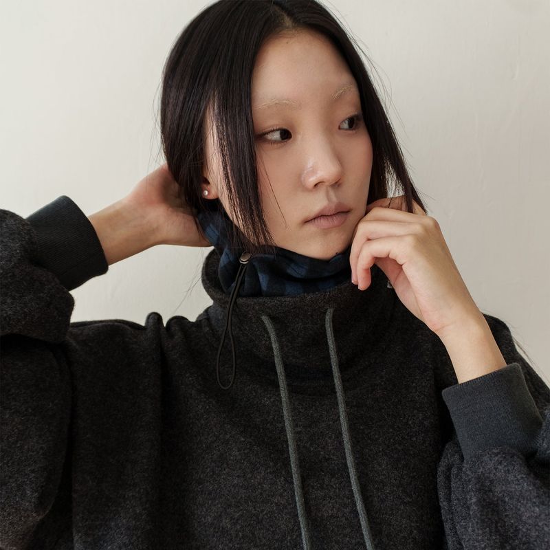 Grid fleece neck warmer / Blue