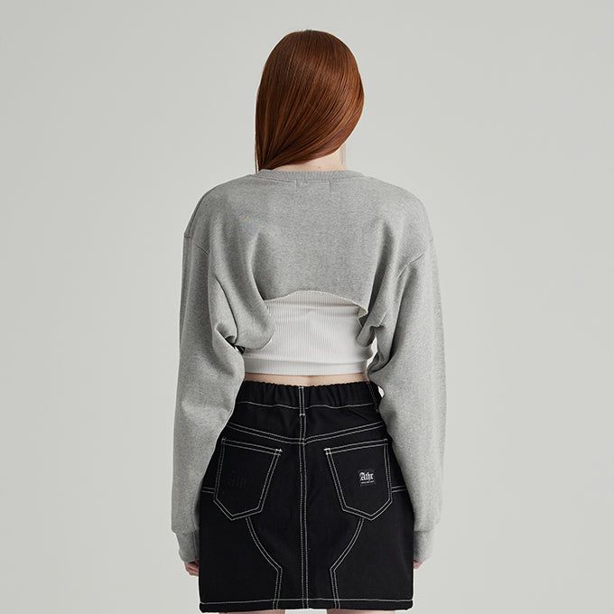 MELANGE GRAY ATHR MAXI CROP SWEATSHIRT