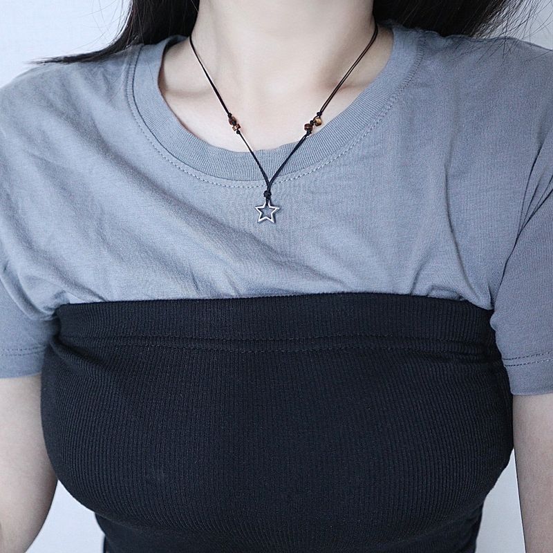 All surgical steel star gemstone string necklace
