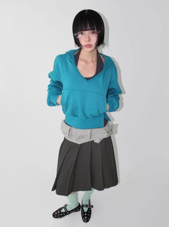 [SET] BUTTON V-HOODIE & HALTER