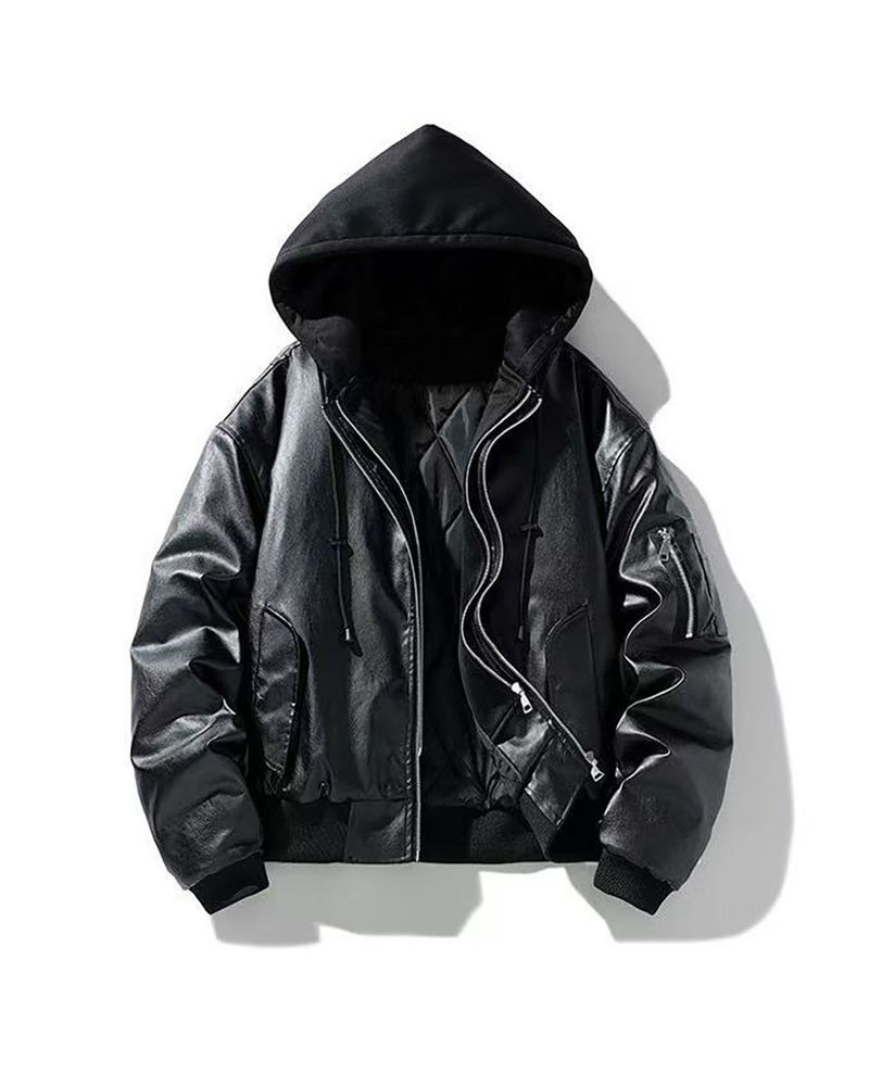 Neren Hood Bomber Leather Padding