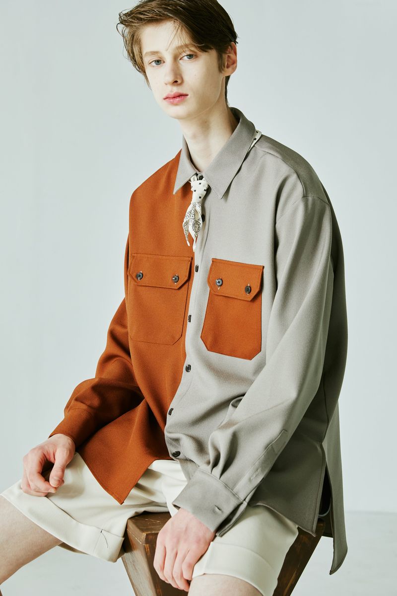 HALF & HALF SOLID POCKET SHIRT