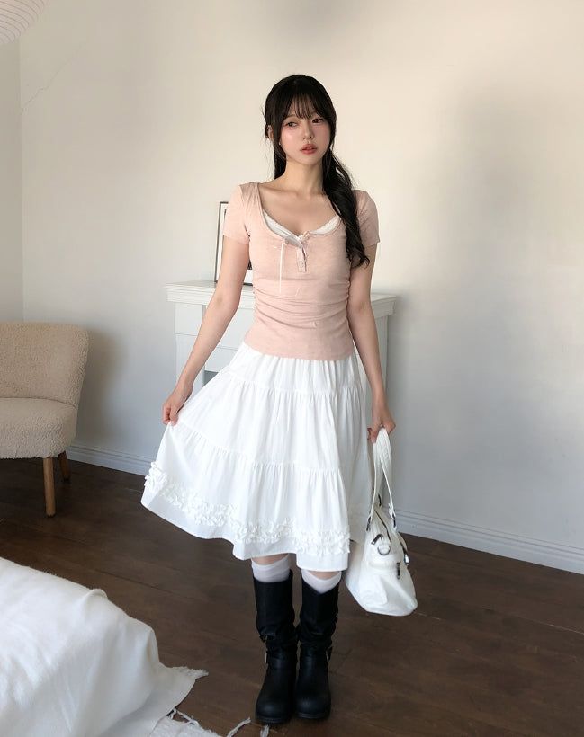 Eti Frill Tiered Midi Skirt