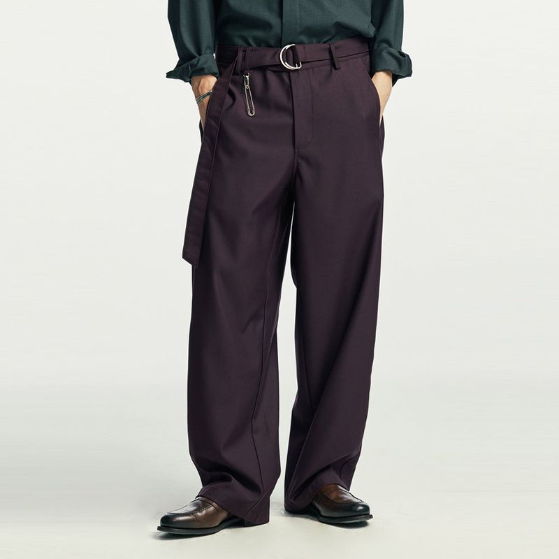 S SY（エスエスワイ）の「belted pin wide slacks purple（Pants）」