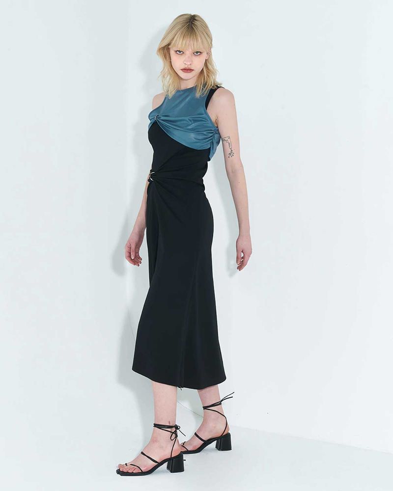 Chain Link Layered Dress _ Teal