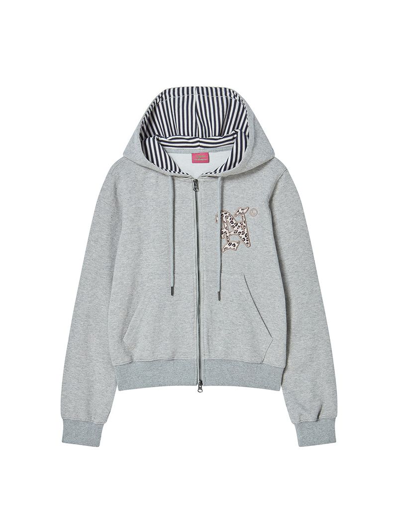 LETTER N HOOD ZIP-UP GREY