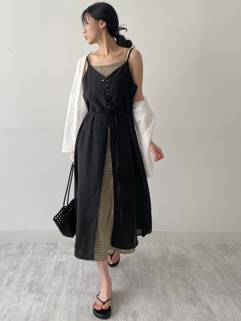 Stripe Long Sleeveless One Piece