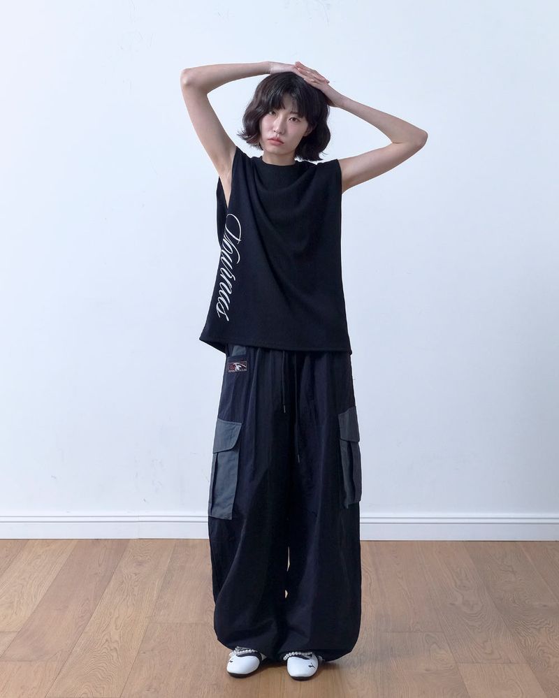 26SS★ Patch Nylon Curved Pants