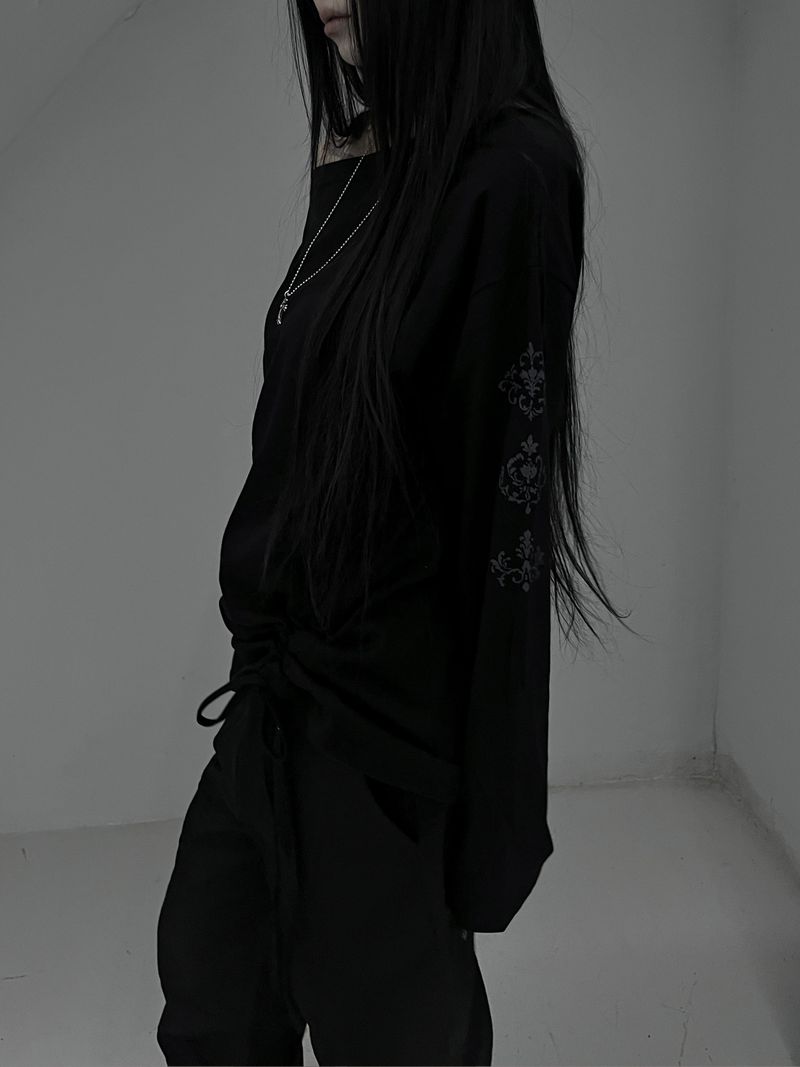 tattoo shirring long sleeve T (2color)