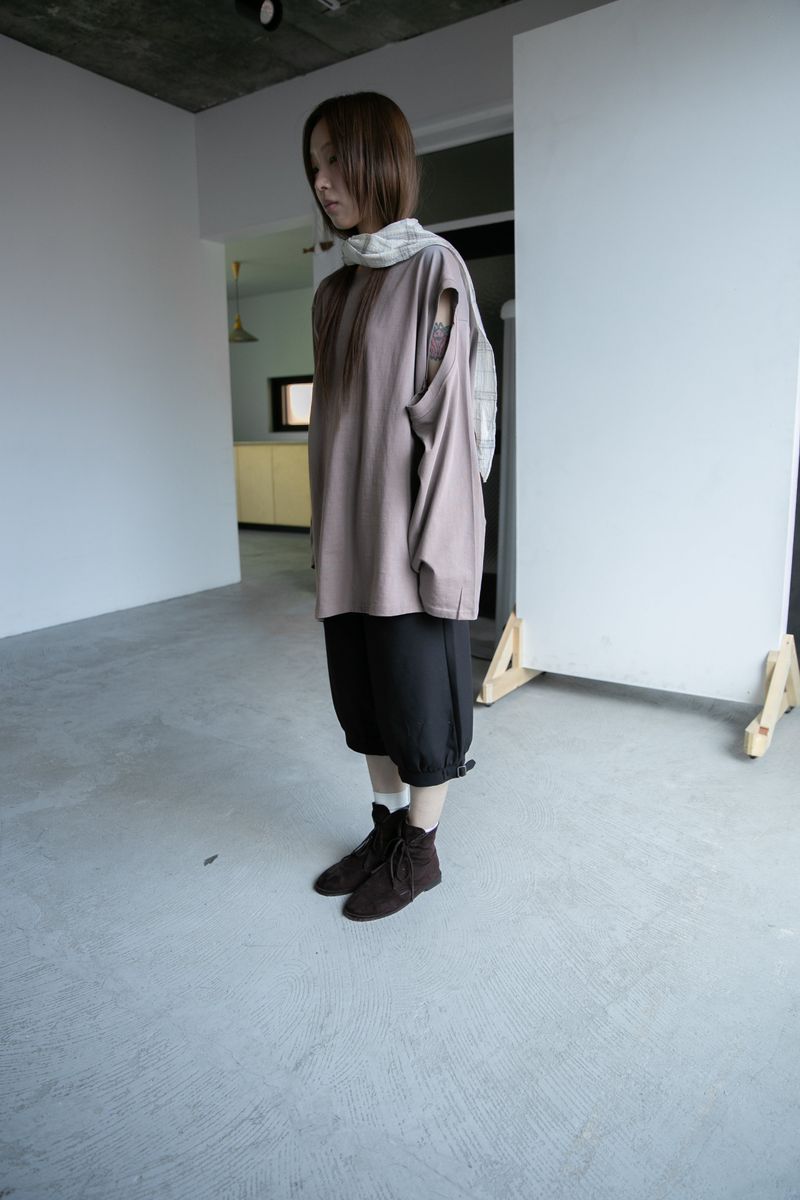 hole shoulder over long top(3colors)