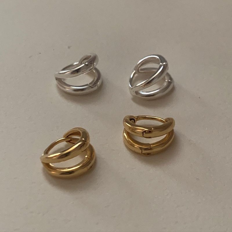 (silver925) Two line one touch earrings *gold