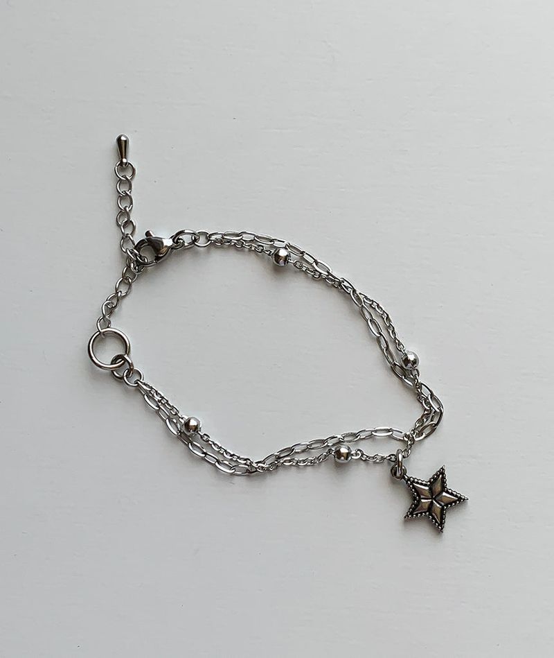 Two chain layered star bracelets