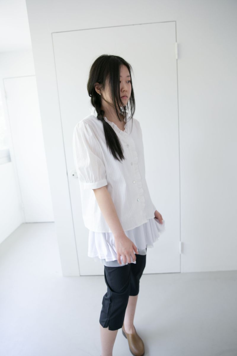 frill shell button half blouse(2colors)