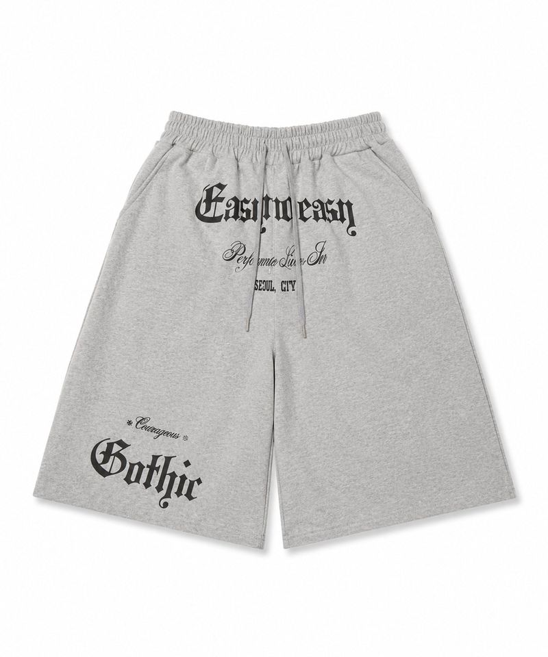 Gothic lettering Bermuda sweatpants - Gray